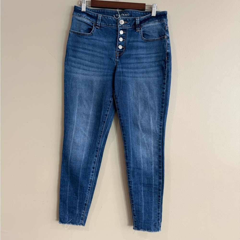 Maurices Button Fly Cropped Skinny Jeans with Stretch